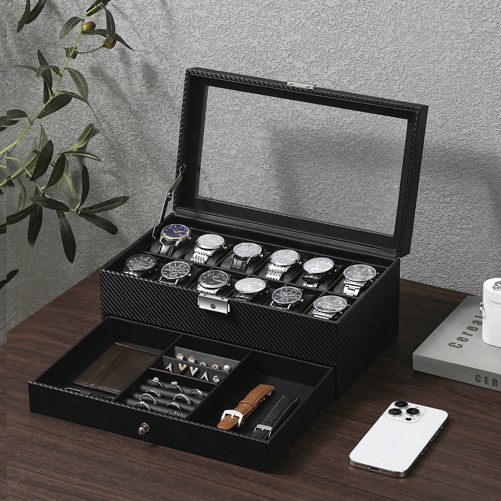 12 Slot Leather Watch Box with - огляд і ціна Luxury Watch Tier