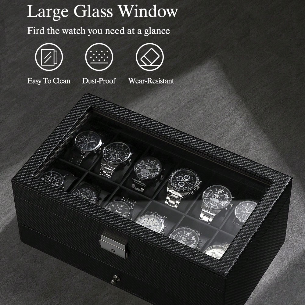 12 Slot Leather Watch Box with - огляд і ціна Luxury Watch Tier